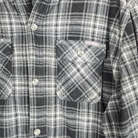 Eddie Bauer Fleece Shirt Jacket Men’s TXL Tall Gray Black Plaid Button Front - Picture 3 of 12